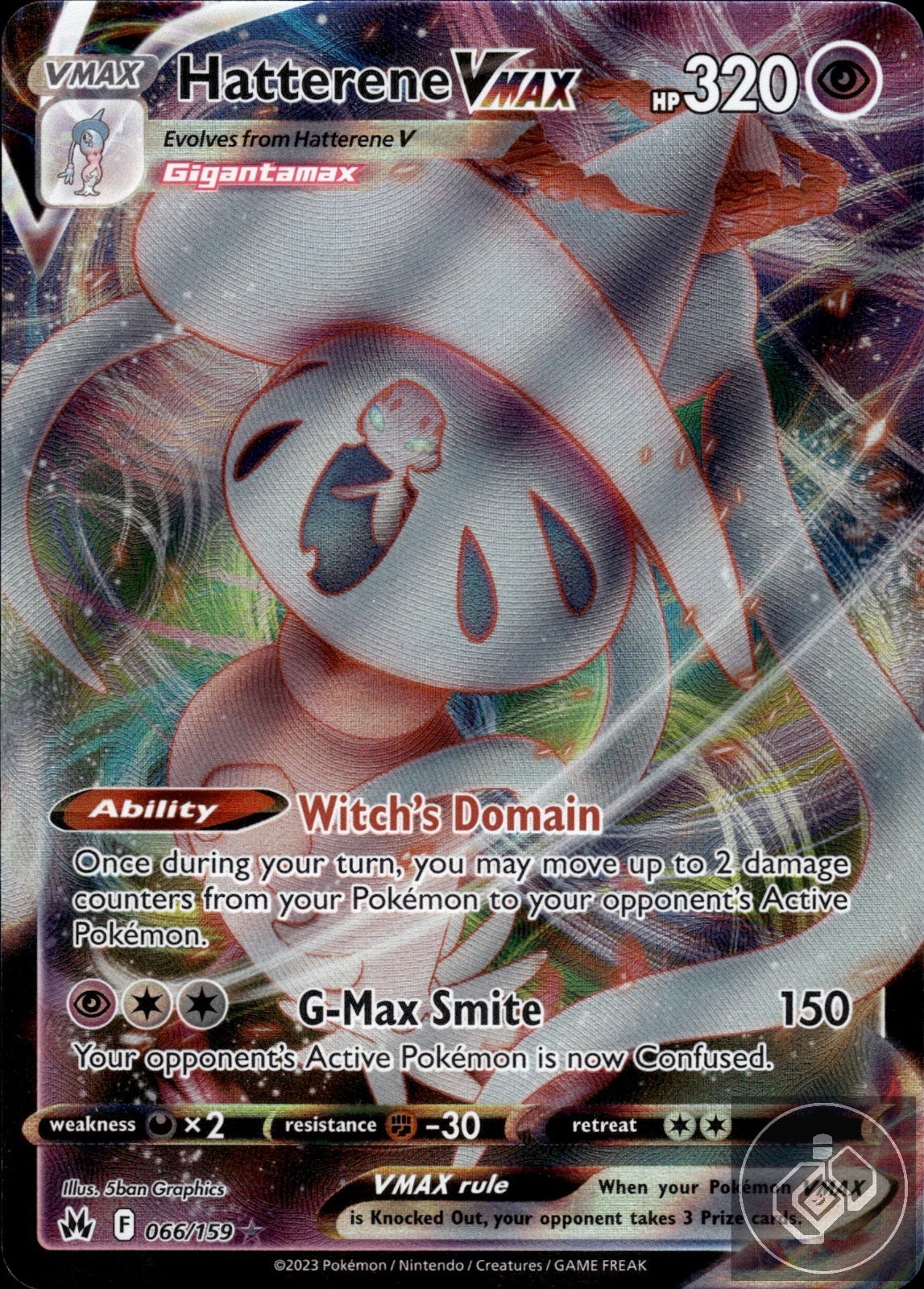 Hatterene VMAX 066/159 Holo VMAX Rare Crown Zenith Pokemon