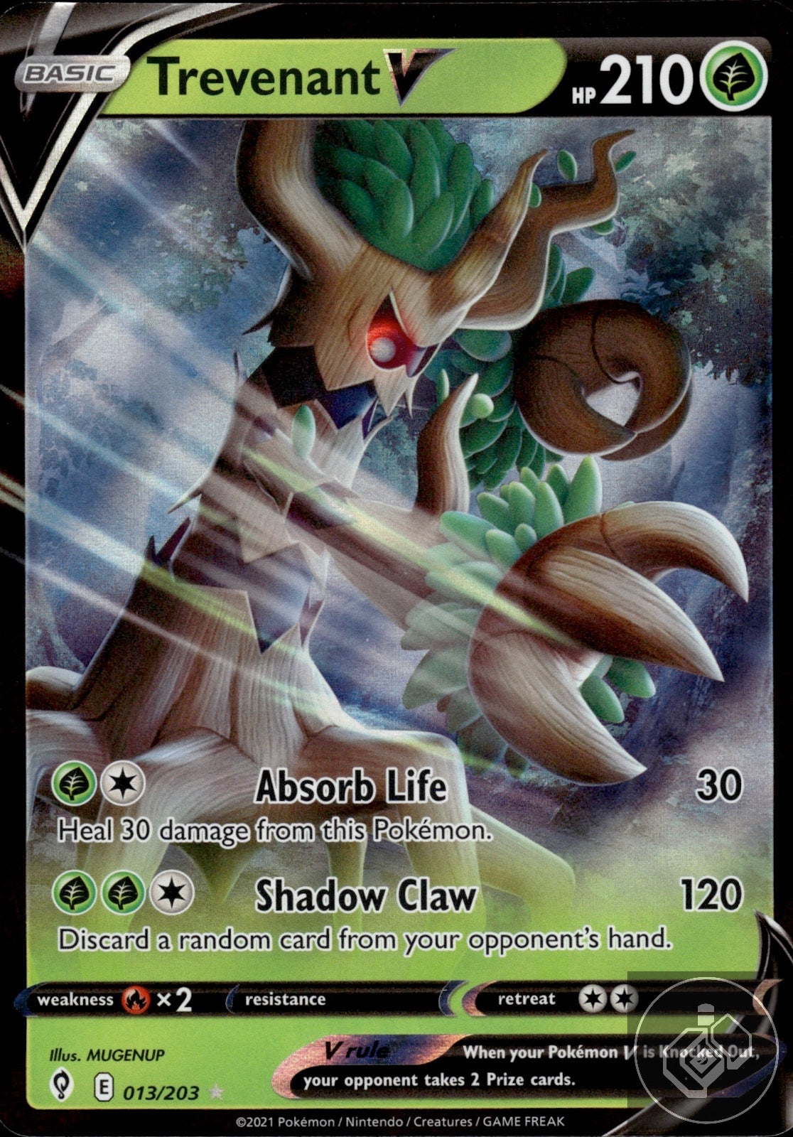 Trevenant V 013/203 Holo V Rare Evolving Skies Pokemon
