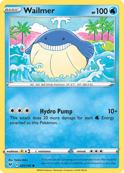 Wailmer 031/185 Common Vivid Voltage Pokemon Reverse Holo
