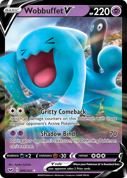 Wobbuffet V 086/202 Holo V Rare Sword & Shield Pokemon