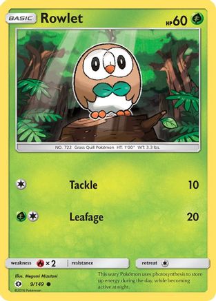 Rowlet 9/149 Common SM Base Set Pokemon