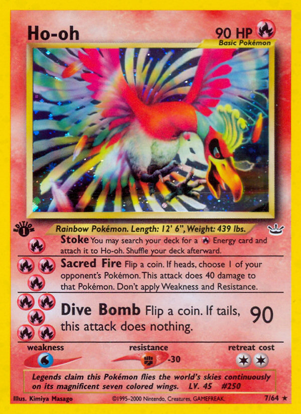 Ho-oh 7/64 Holo Rare Neo Revelation Pokemon Unlimited Holo