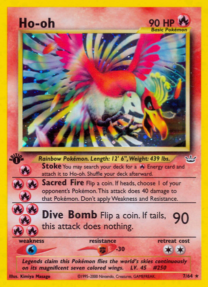 Ho-oh 7/64 Holo Rare Neo Revelation Pokemon Unlimited Holo