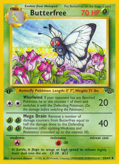 Butterfree 33/64 Uncommon Jungle Pokemon Unlimited