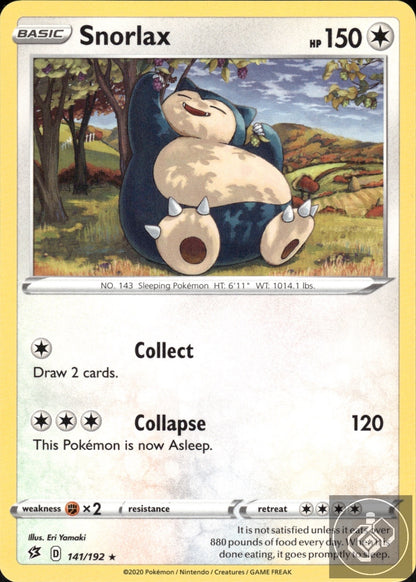 Snorlax 141/192 Rare Rebel Clash Pokemon