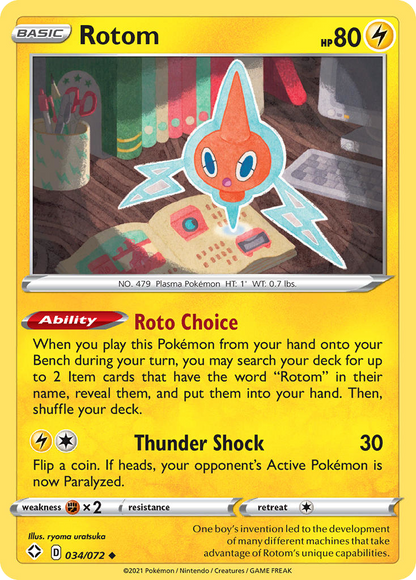 Rotom 034/072 Uncommon Shining Fates Pokemon Reverse Holo