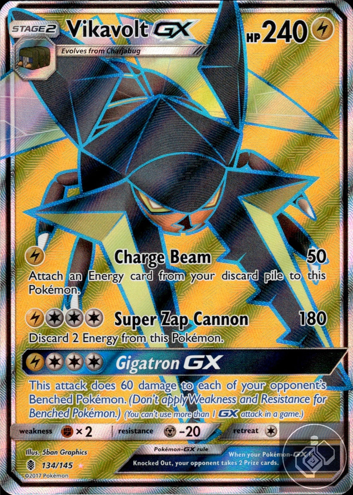 Vikavolt GX (Full Art) 134/145 Holo Ultra Rare Guardians Rising Pokemon