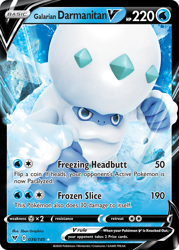 Galarian Darmanitan V 036/185 Holo V Rare Vivid Voltage Pokemon