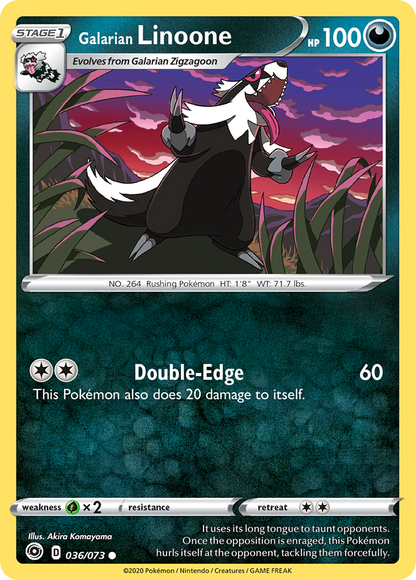Galarian Linoone 036/073 Common Champion's Path Pokemon