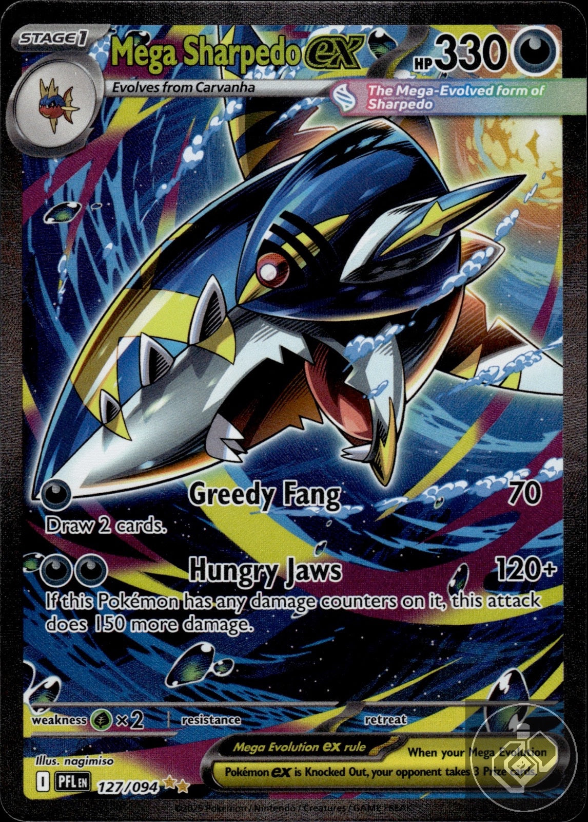Mega Sharpedo ex 127/094 Special Illustration Rare Phantasmal Flames Pokemon