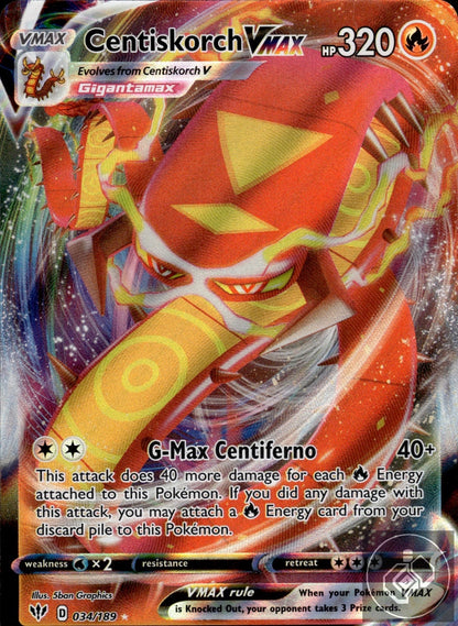 Centiskorch VMAX 034/189 Holo VMAX Rare Darkness Ablaze Pokemon