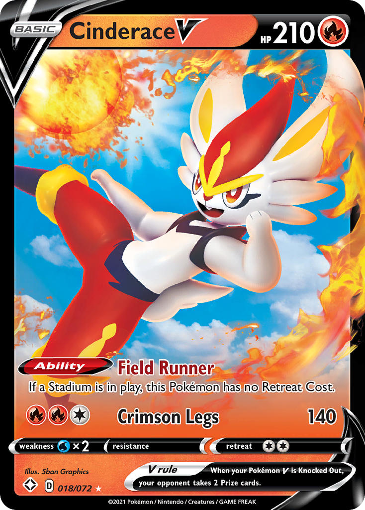 Cinderace V 018/072 Holo V Rare Shining Fates Pokemon