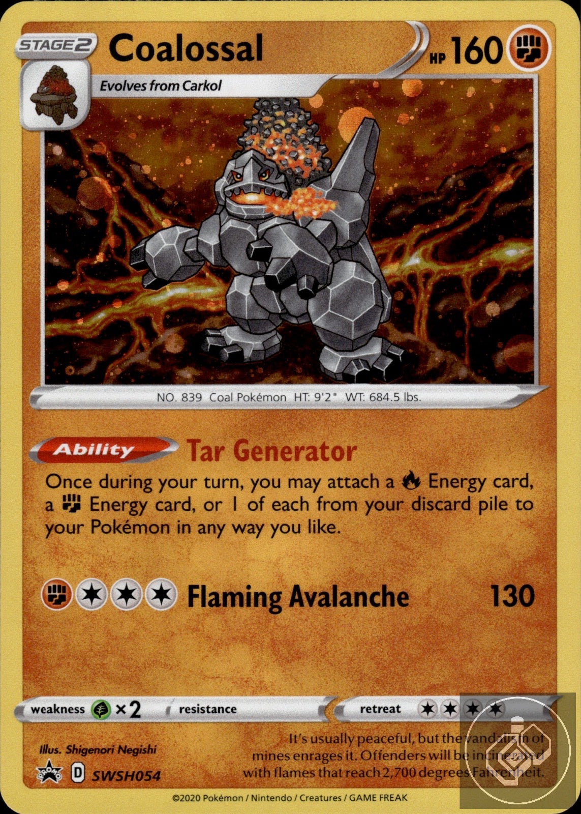 Coalossal SWSH054 Holo Promo Sword & Shield Promo Pokemon