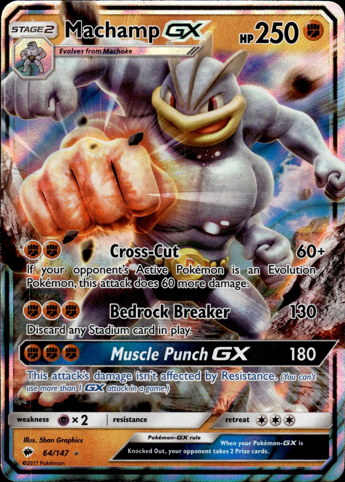 Machamp GX 64/147 Holo GX Rare Burning Shadows Pokemon