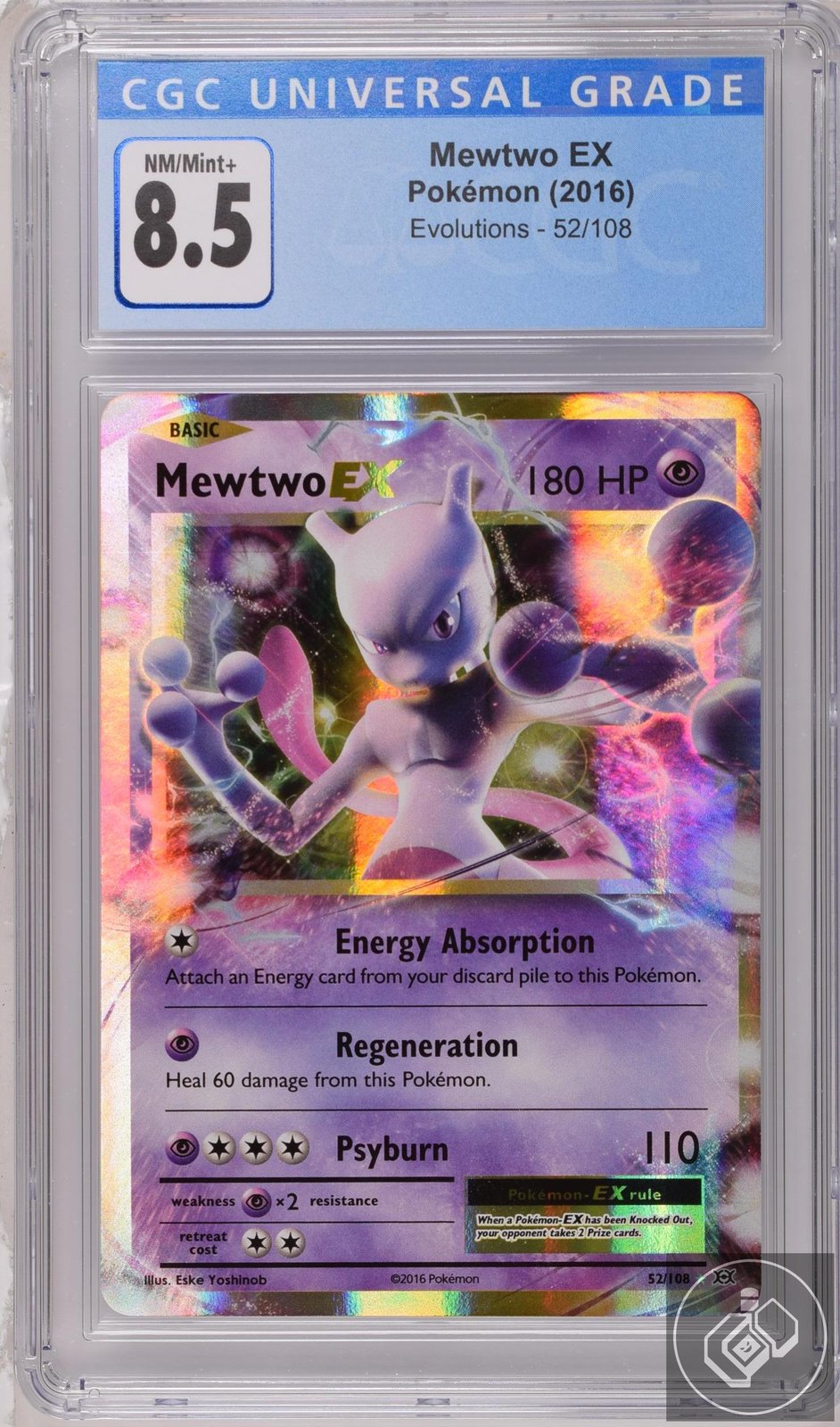 Mewtwo EX 52/108 Holo Evolutions Pokemon CGC 8.5 Nm/mint+