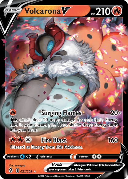 Volcarona V 021/203 Holo V Rare Evolving Skies Pokemon