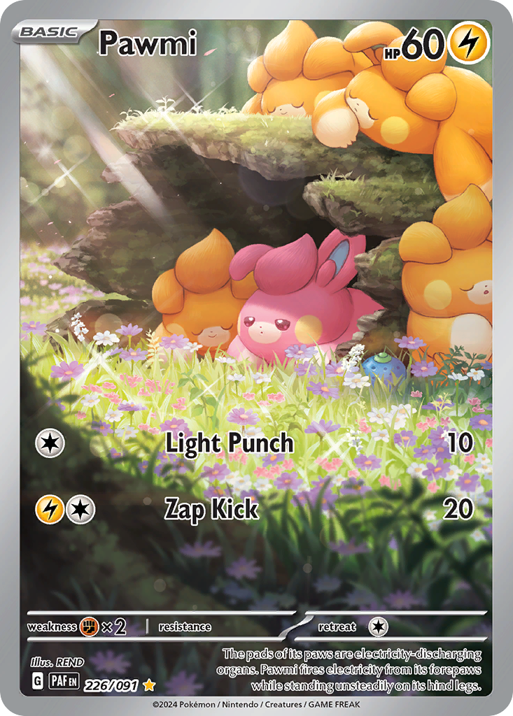 Pawmi 226/091 Illustration Rare Paldean Fates Pokemon