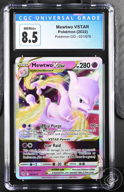 Mewtwo Vstar 031/078 Holo Pokemon Go Pokemon CGC 8.5 Nm/mint+