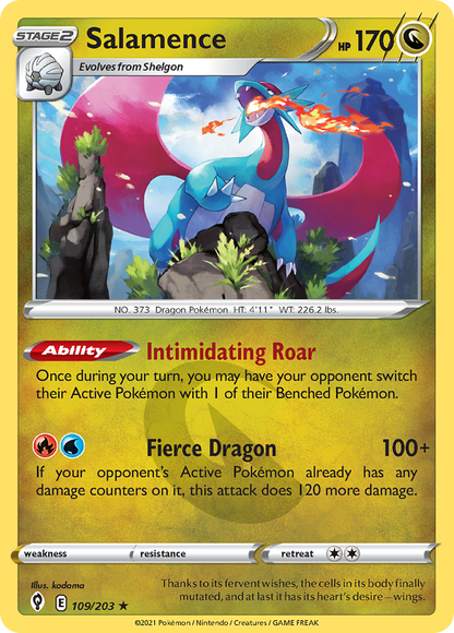 Salamence 109/203 Holo Rare Evolving Skies Pokemon Reverse Holo