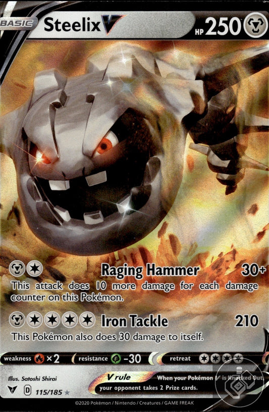 Steelix V 115/185 Holo V Rare Vivid Voltage Pokemon
