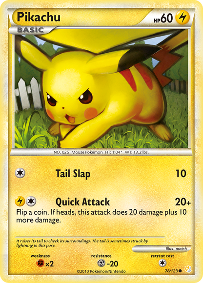 Pikachu 78/123 Common HeartGold & SoulSilver Pokemon