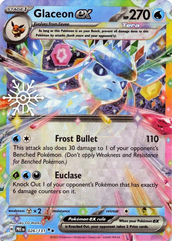 Glaceon ex (Holiday Calendar) 026/131 Holo Prismatic Evolutions Pokemon