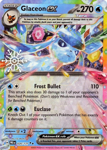 Glaceon ex (Holiday Calendar) 026/131 Holo Prismatic Evolutions Pokemon
