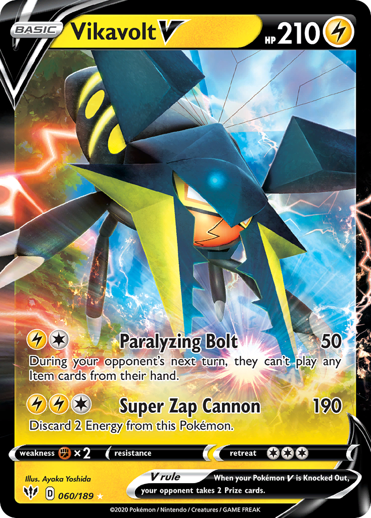 Vikavolt V 060/189 Holo V Rare Darkness Ablaze Pokemon