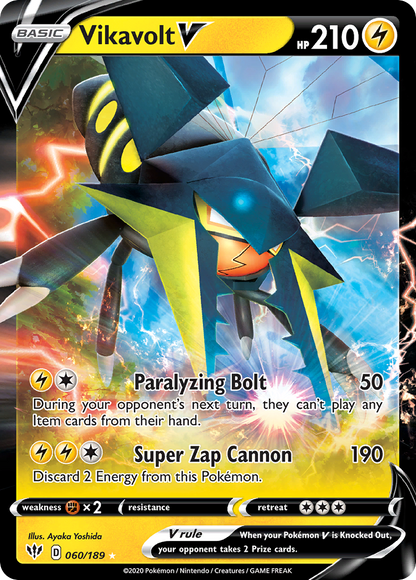 Vikavolt V 060/189 Holo V Rare Darkness Ablaze Pokemon