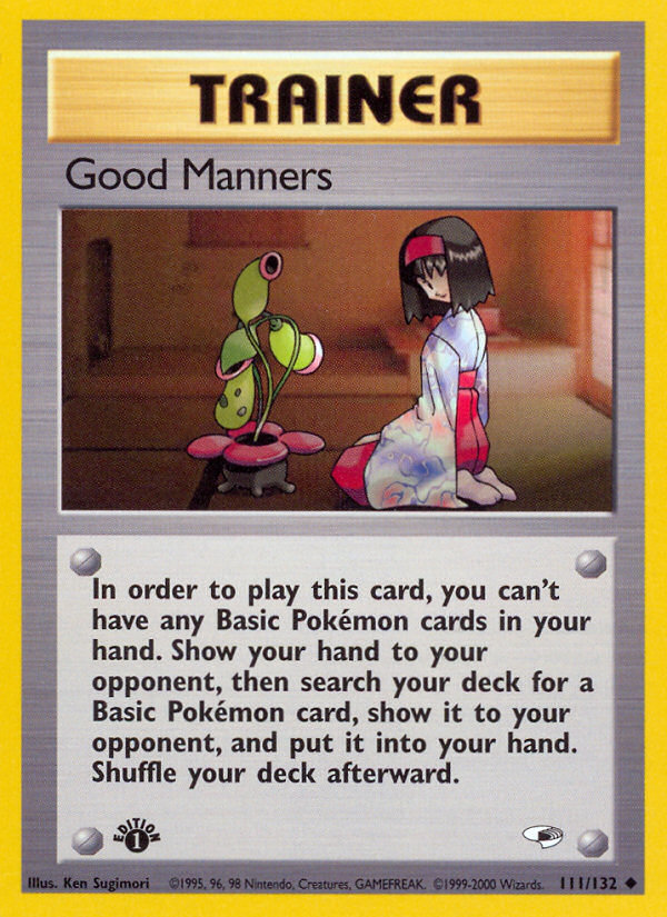 Good Manners 111/132 Uncommon Gym Heroes Pokemon 1st Edition