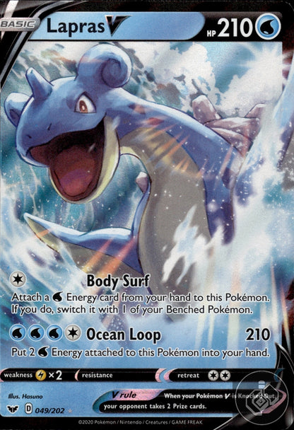 Lapras V 049/202 Holo V Rare Sword & Shield Pokemon