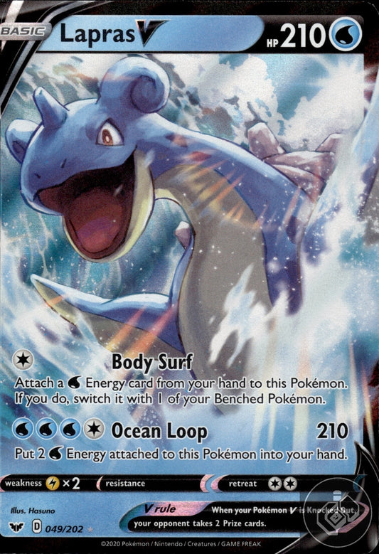 Lapras V 049/202 Holo V Rare Sword & Shield Pokemon