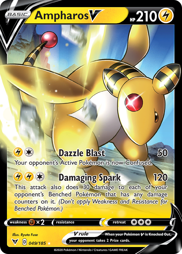 Ampharos V 049/185 Holo V Rare Vivid Voltage Pokemon