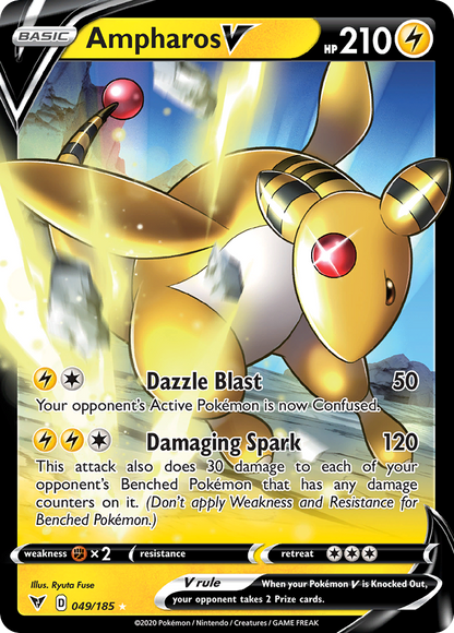 Ampharos V 049/185 Holo V Rare Vivid Voltage Pokemon