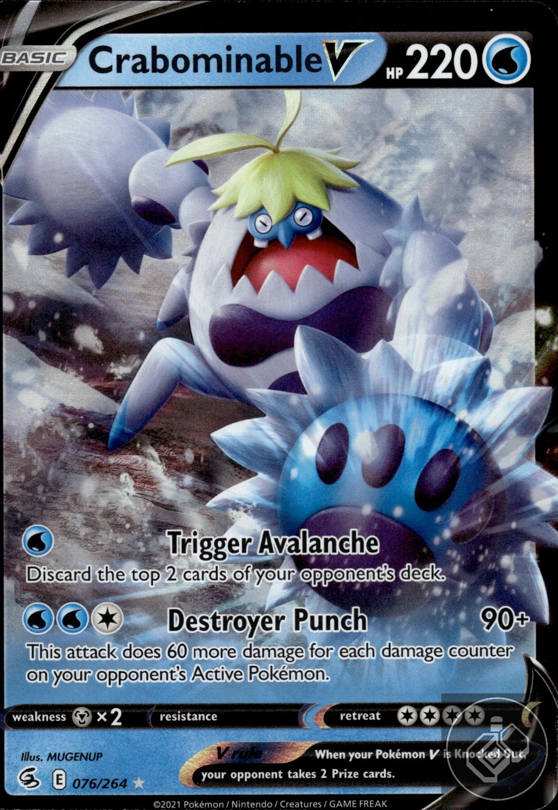 Crabominable V 076/264 Holo V Rare Fusion Strike Pokemon