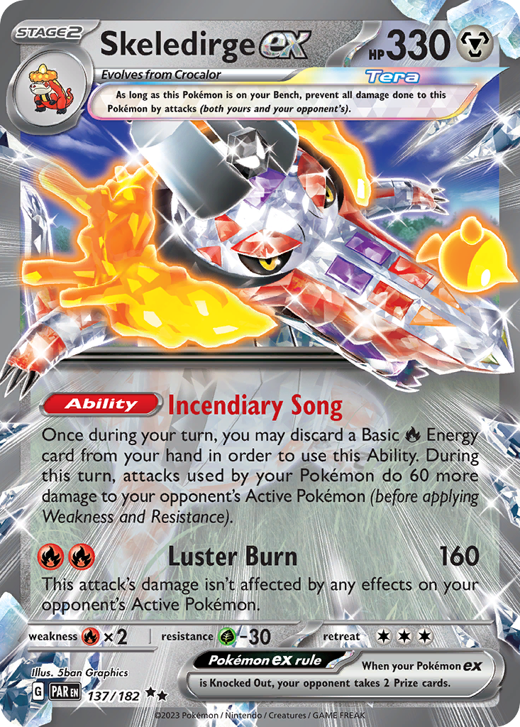 Skeledirge ex 137/182 Double Rare Paradox Rift Pokemon