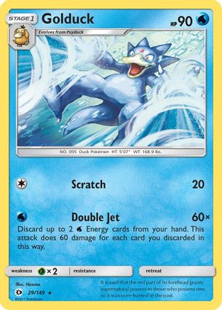 Golduck 29/149 Rare SM Base Set Pokemon Reverse Holo