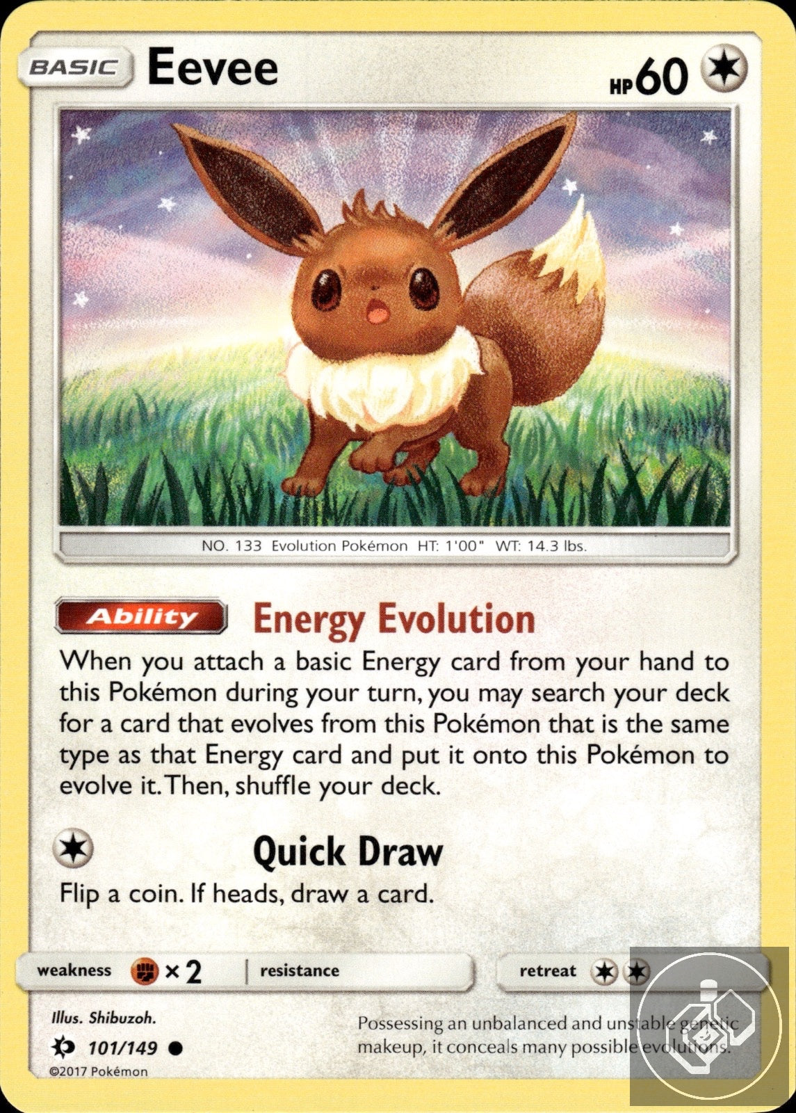 Eevee 101/149 Common SM Base Set Pokemon
