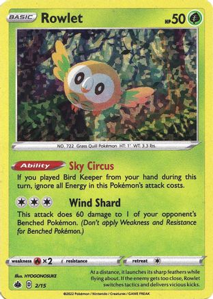 Rowlet 002/015 Holo Promo McDonald's Promos 2022 Pokemon Holo