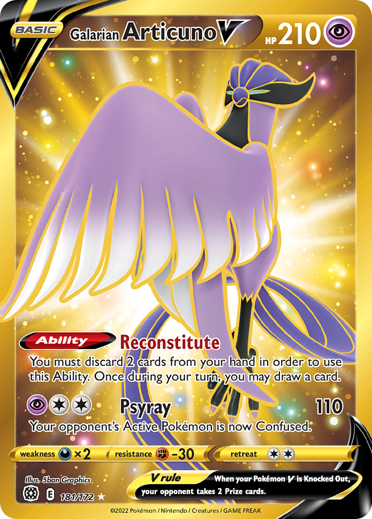 Galarian Articuno V 181/172 Secret Rare Brilliant Stars Pokemon
