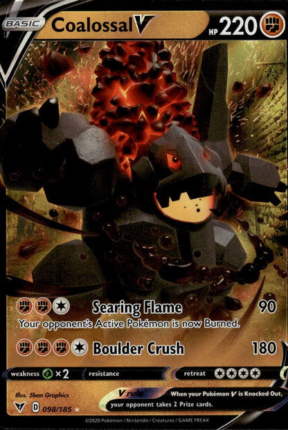 Coalossal V 098/185 Holo V Rare Vivid Voltage Pokemon