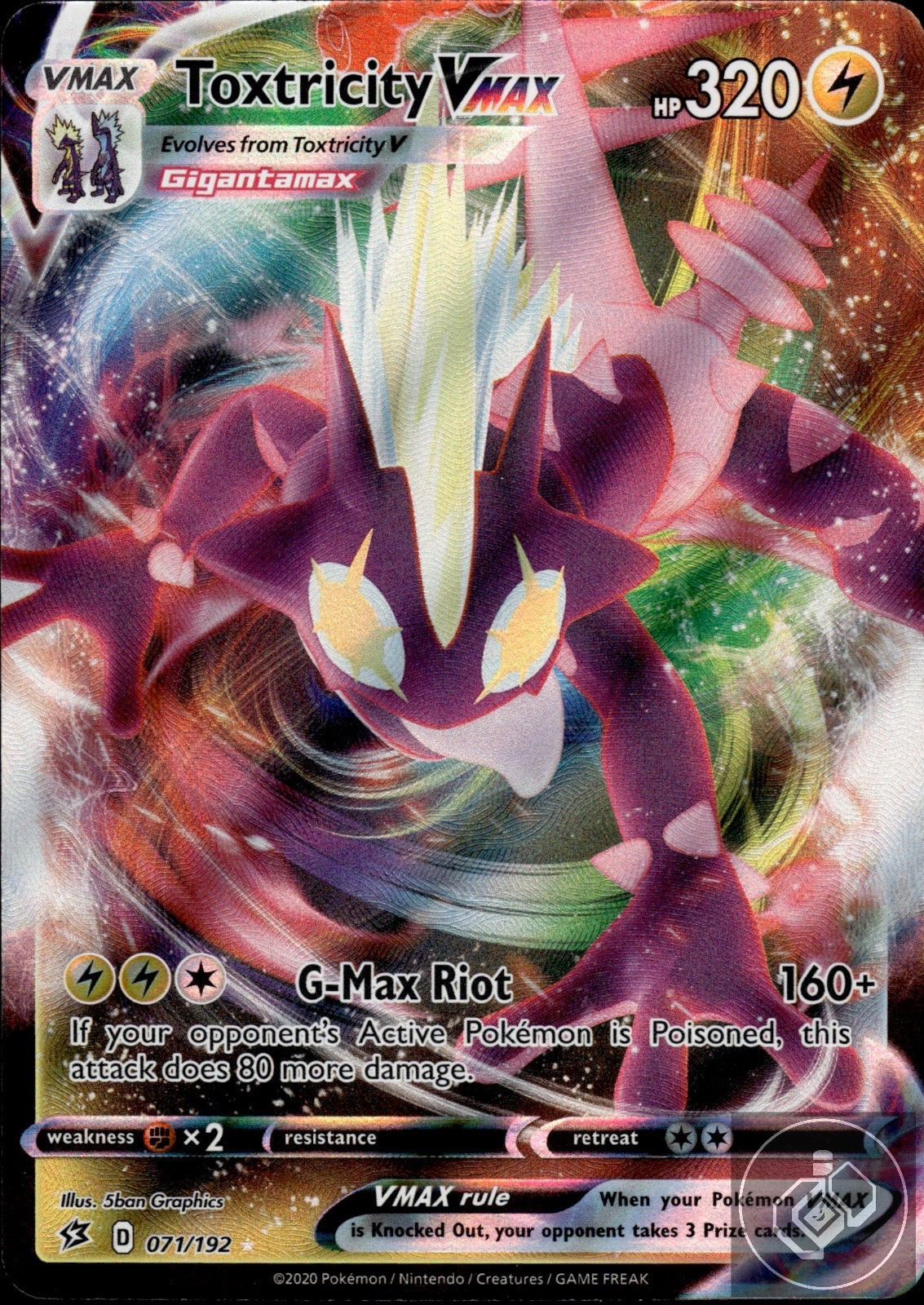 Toxtricity VMAX 071/192 Holo VMAX Rare Rebel Clash Pokemon