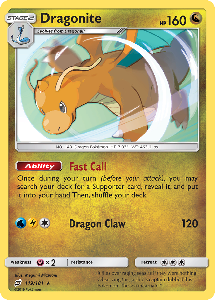 Dragonite 119/181 Holo Rare Team Up Pokemon Holo