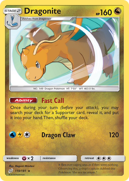 Dragonite 119/181 Holo Rare Team Up Pokemon Holo