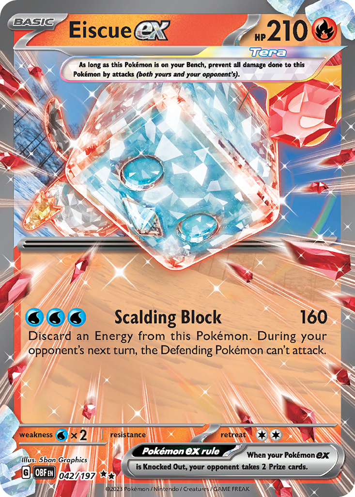 Eiscue ex 042/197 Double Rare Obsidian Flames Pokemon