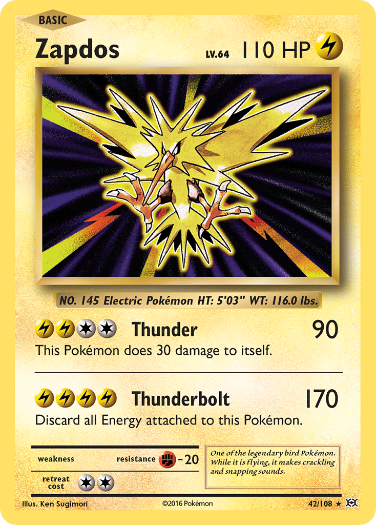 Zapdos 42/108 Holo Rare Evolutions Pokemon Holo