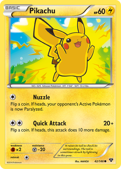 Pikachu 42/146 Common XY Pokemon Reverse Holo