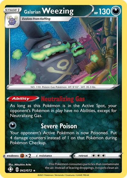 Galarian Weezing 042/072 Holo Rare Shining Fates Pokemon Reverse Holo