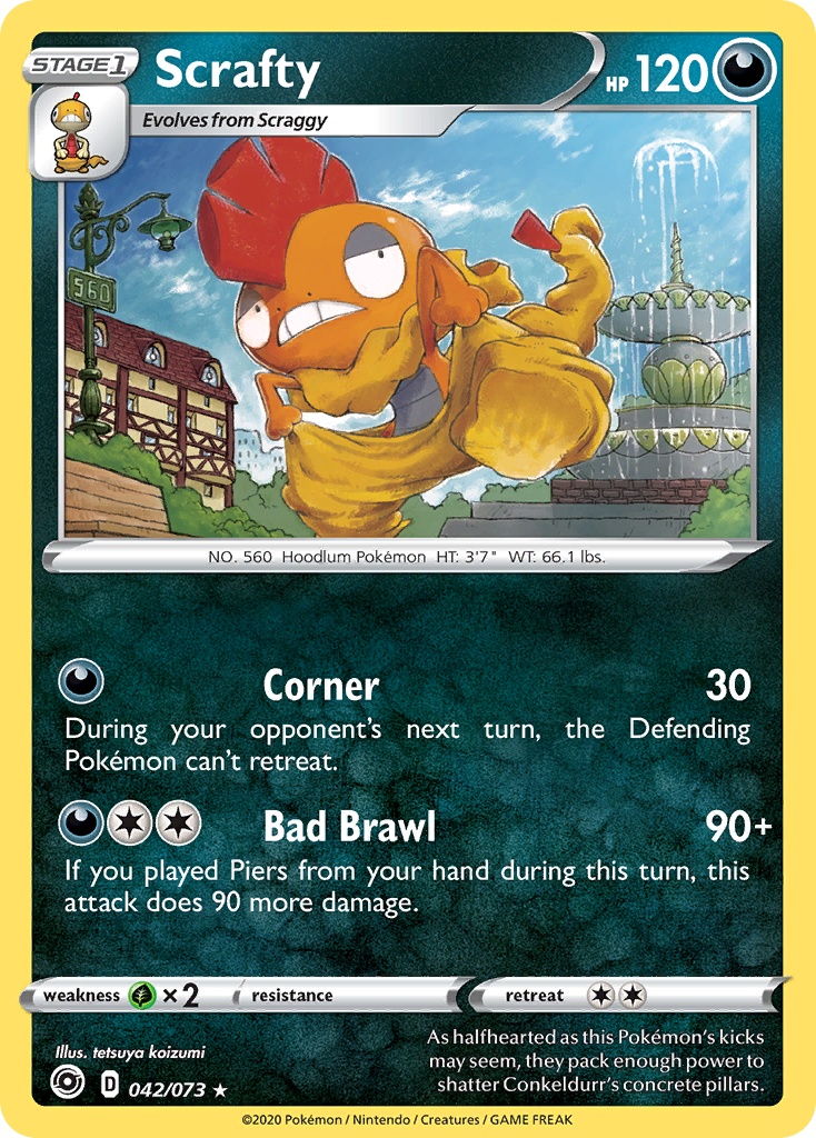 Scrafty 042/073 Holo Rare Champion's Path Pokemon Holo
