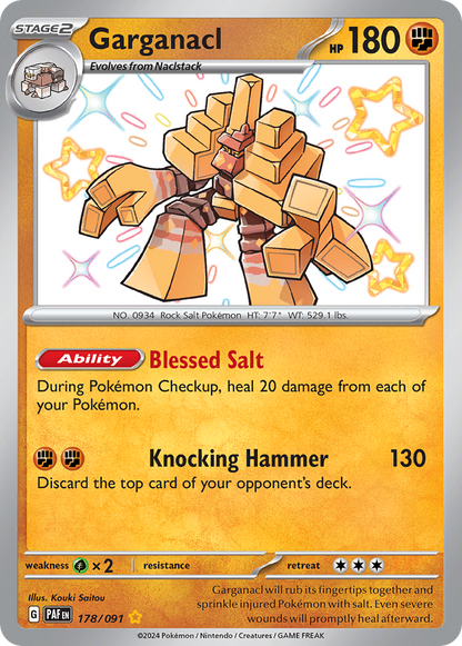 Garganacl 178/091 Shiny Rare Paldean Fates Pokemon